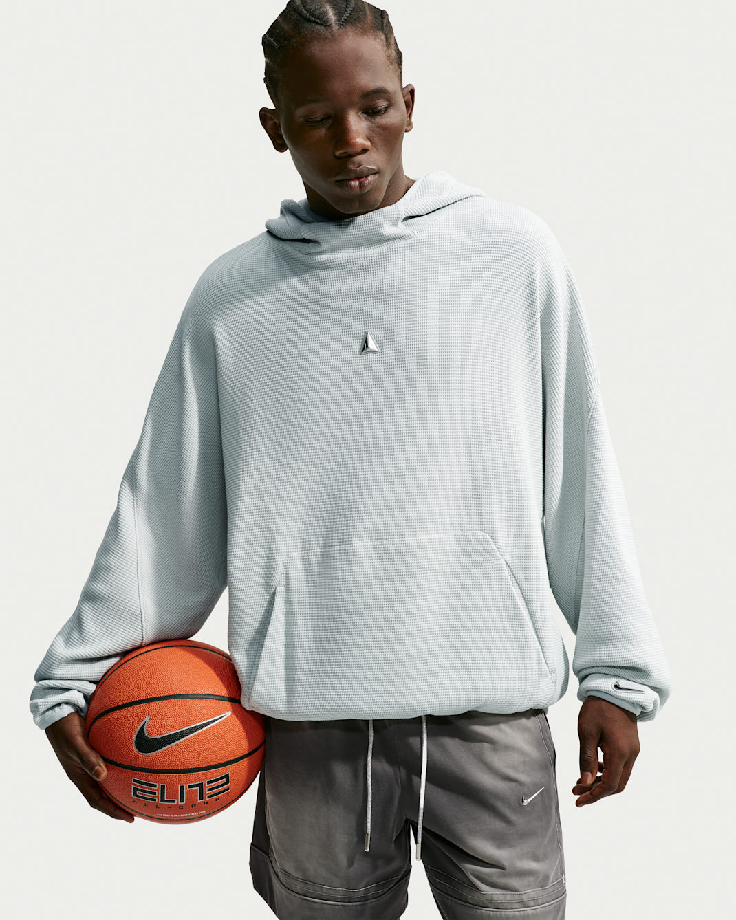 Ja Men's Pullover Basketball Hoodie - Light Silver