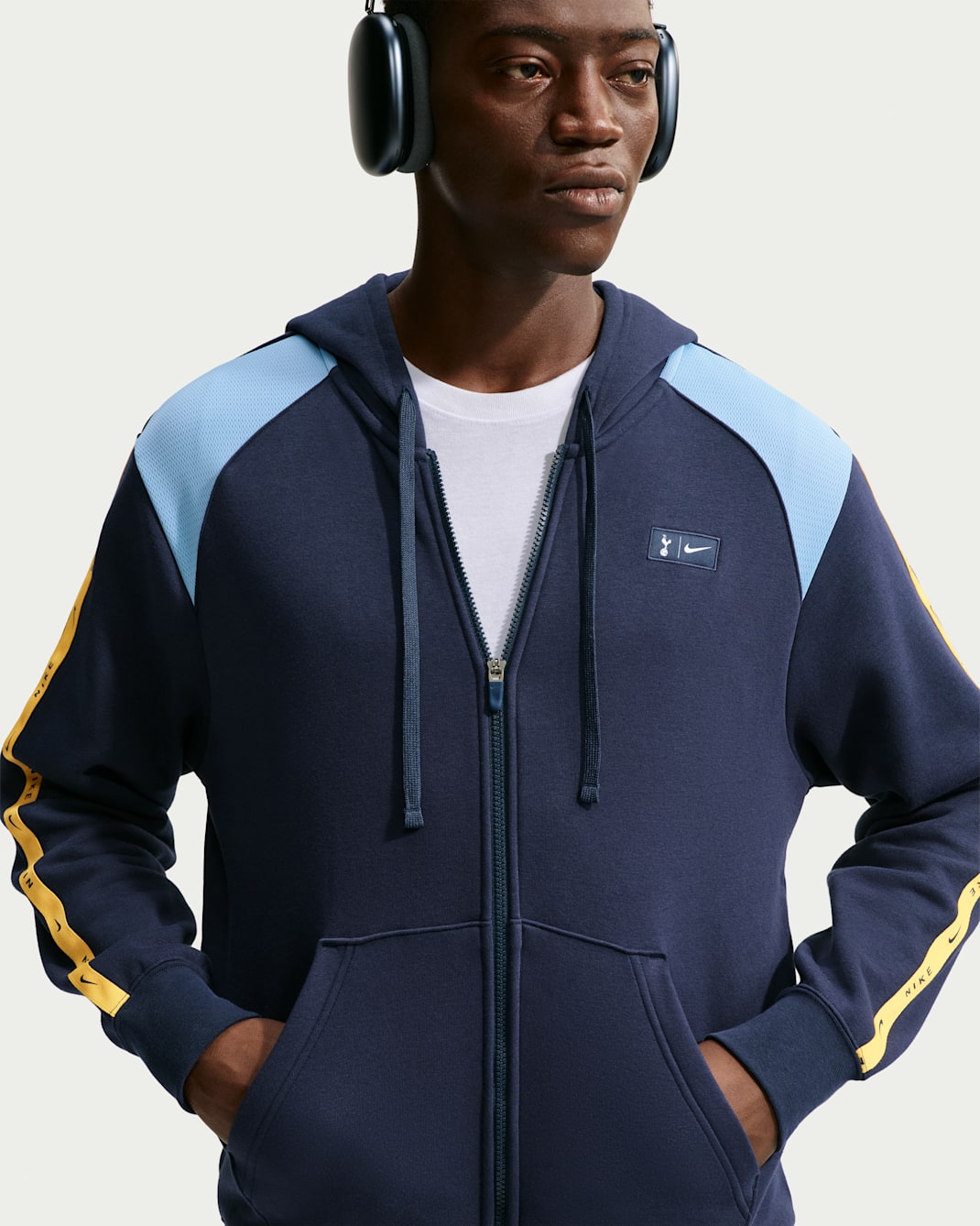 Sweat à capuche en Fleece à zip Nike Football Tottenham Hotspur City Side pour homme - Obsidian/Light Blue/Blanc