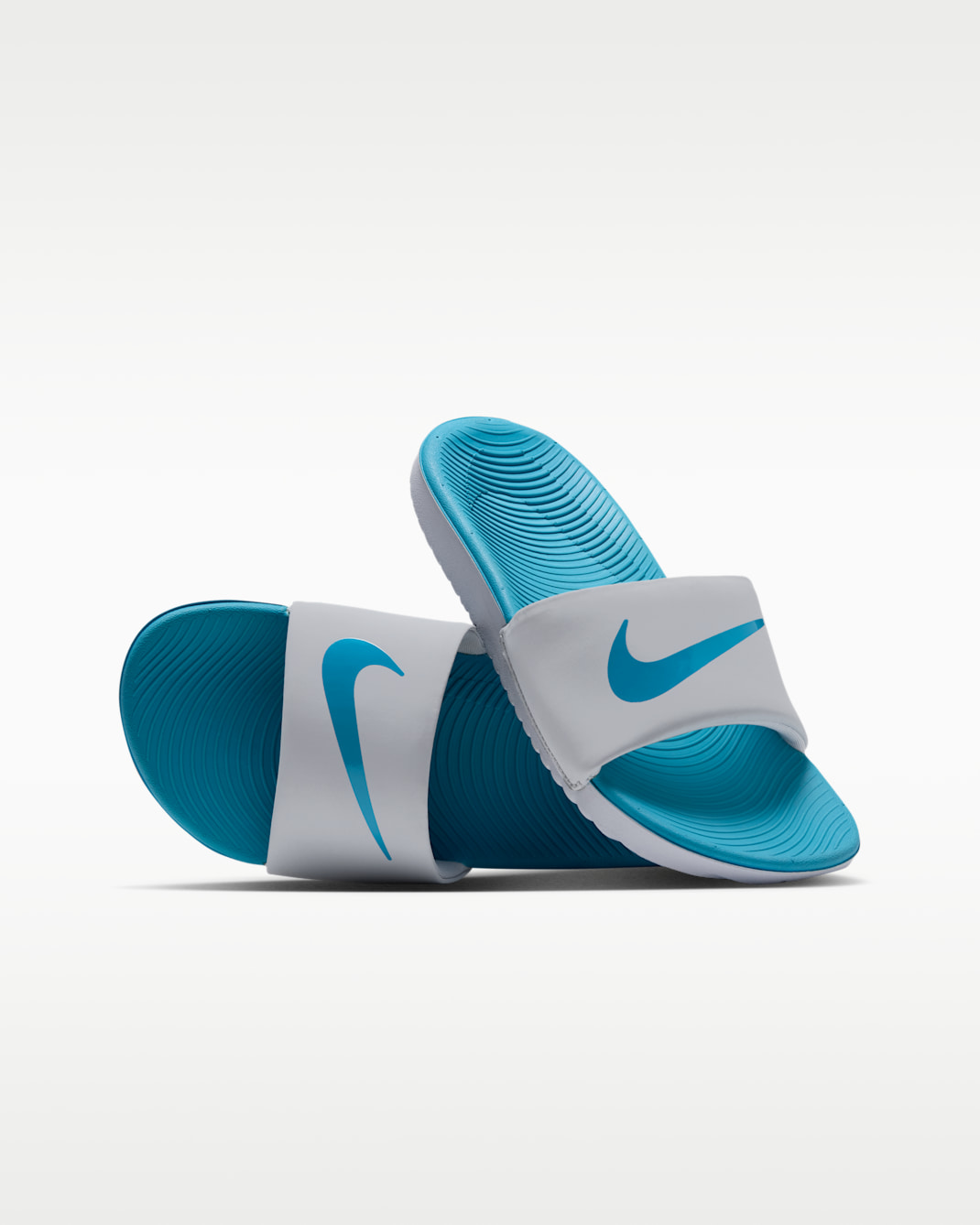 Nike Kawa Younger/Older Kids' Slides - Wolf Grey/White/Light Current Blue