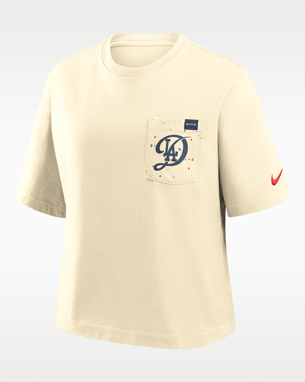 Los Angeles Dodgers City Connect Pocket Boxy Women's Nike MLB T-Shirt - Cream