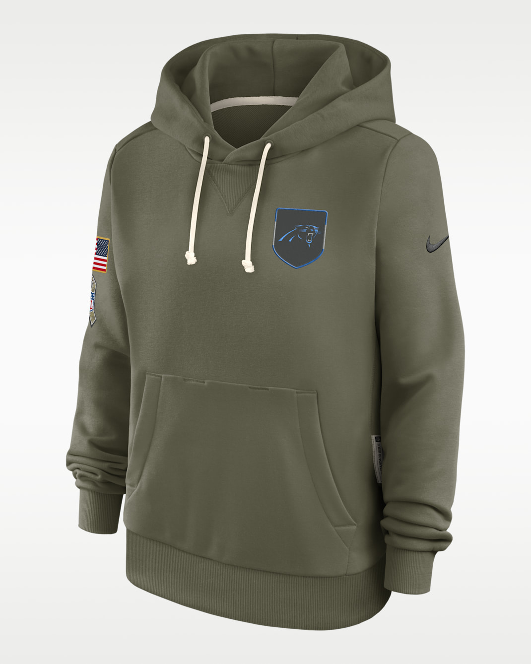 Carolina Panthers Salute to Service Sideline Women's Nike Dri-FIT NFL Pullover Hoodie - Olive