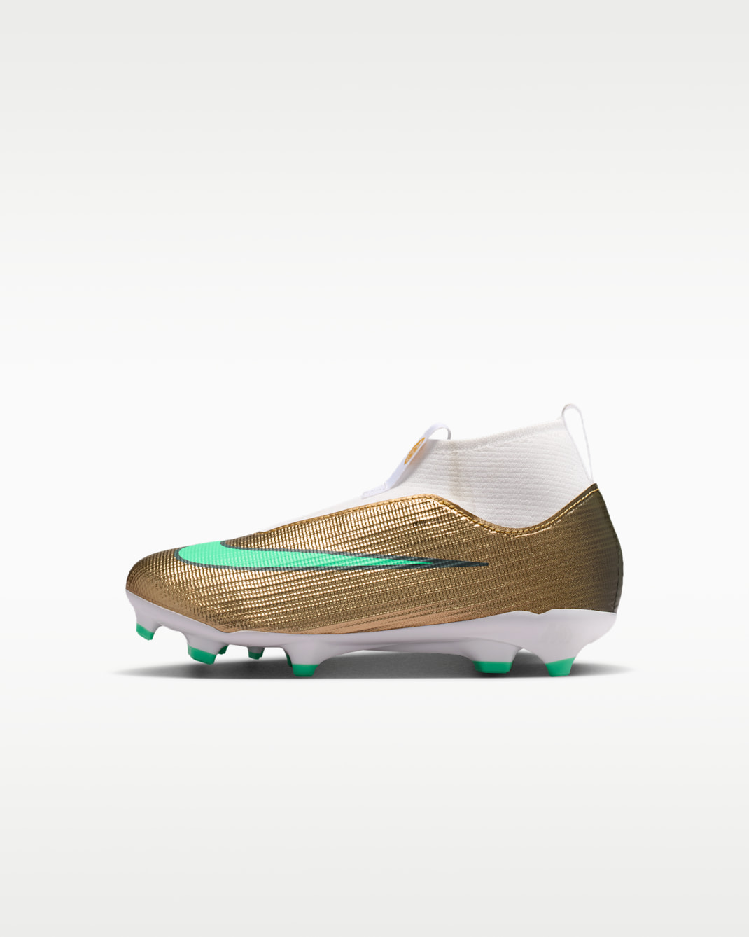 Nike Jr. Mercurial Superfly 11 Academy "Kylian Mbappé" Little Kids' Multi-Ground High-Top Soccer Cleats - Metallic Gold/Green Glow