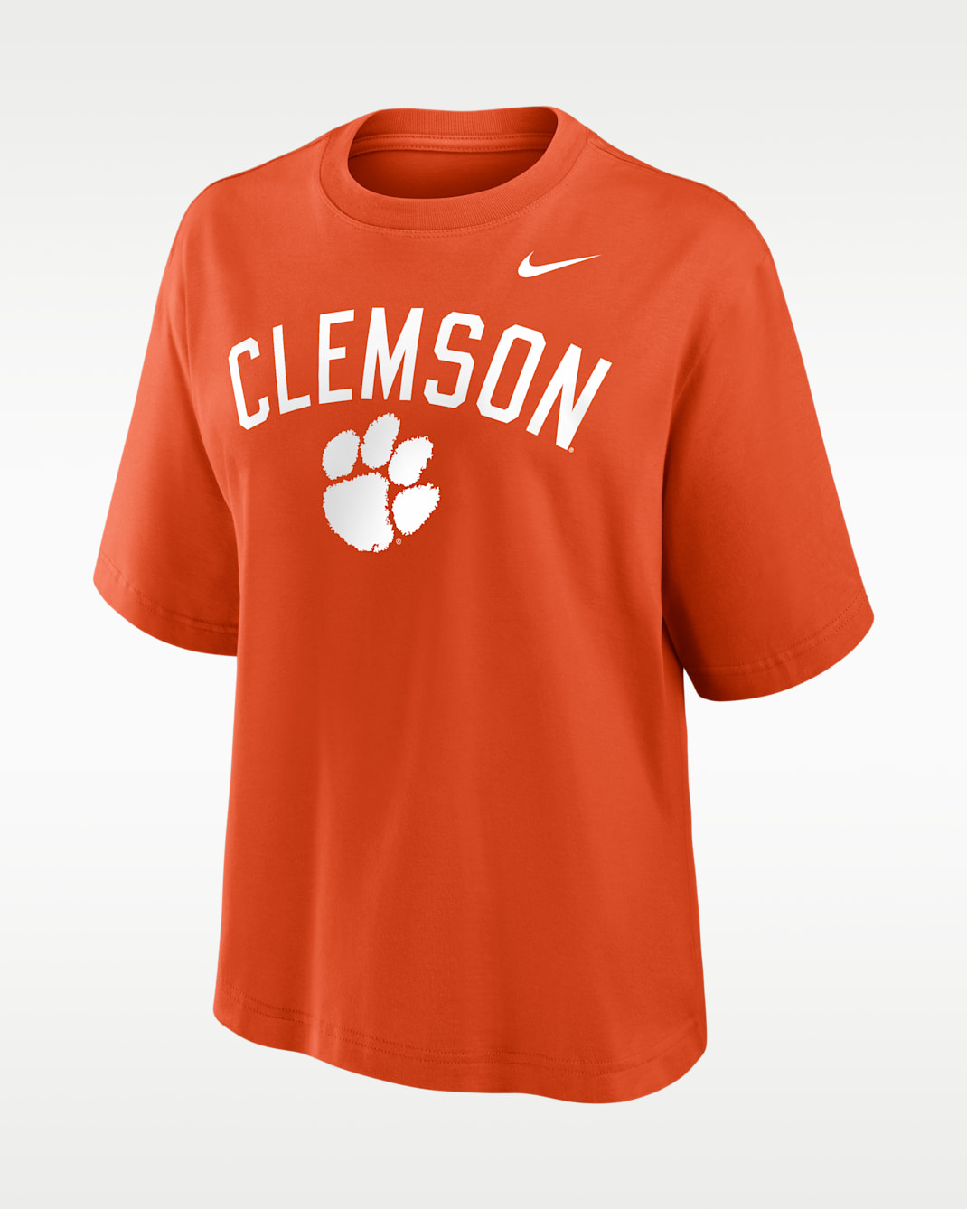 Clemson Arch Over Logo Boxy Women's Nike College T-Shirt - Orange