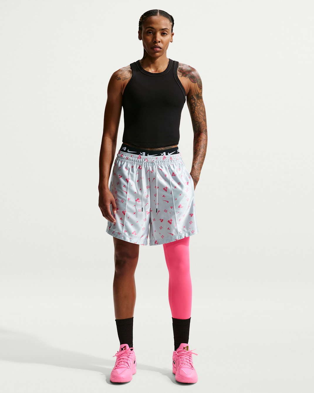 A'ja Wilson Women's Nike Dri-FIT Basketball Shorts - Pure Platinum/Hyper Pink