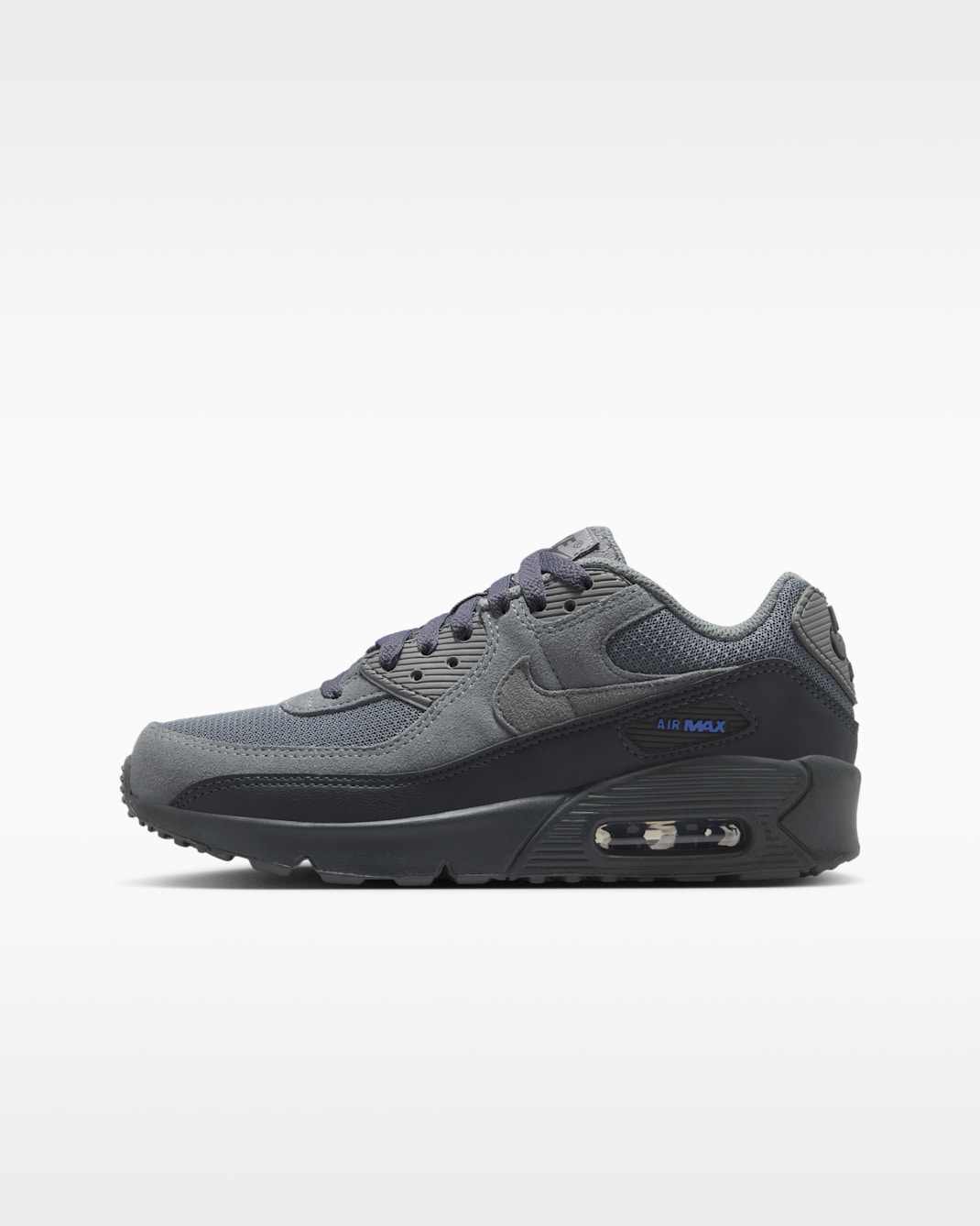 Nike Air Max 90 Tech Older Kids' Shoes - Smoke Grey/Dark Smoke Grey/Blue Crystal/Iron Grey