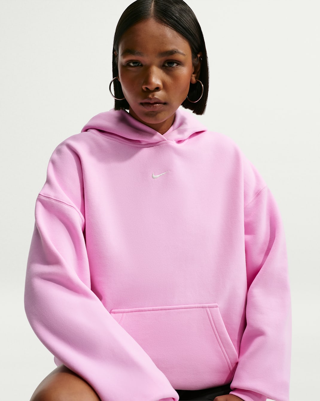 Nike Studio Fleece Medium Weight Women's Oversized Pullover Hoodie - Pink Rise/Sail