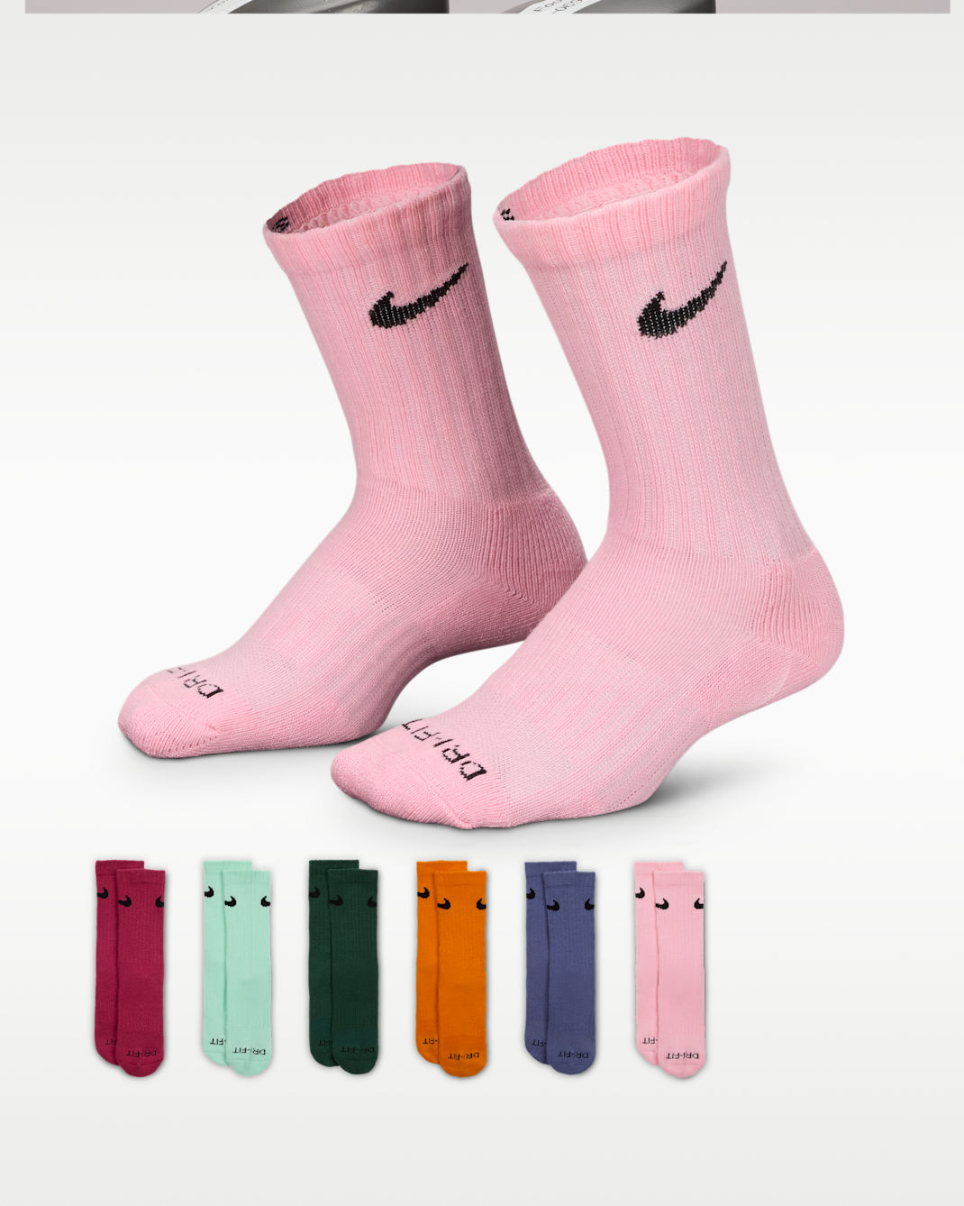 Nike Dri-FIT Performance Basics Little Kids' Crew Socks (6 Pairs) - Sweet Beet