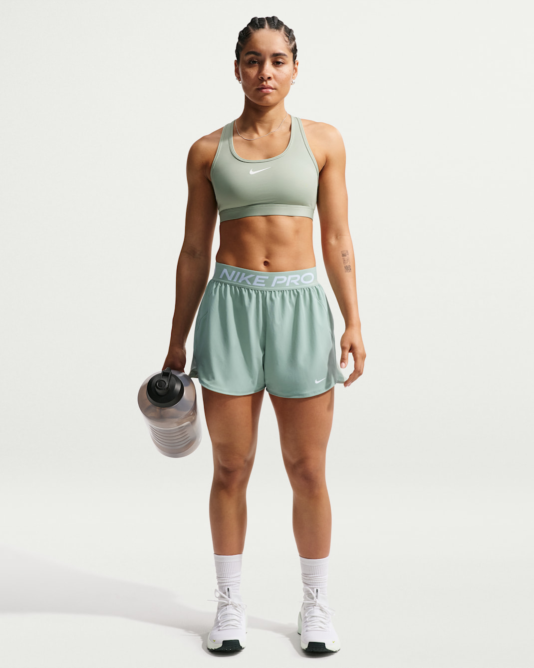 Nike Pro Women's 2-in-1 Shorts - Steam/White