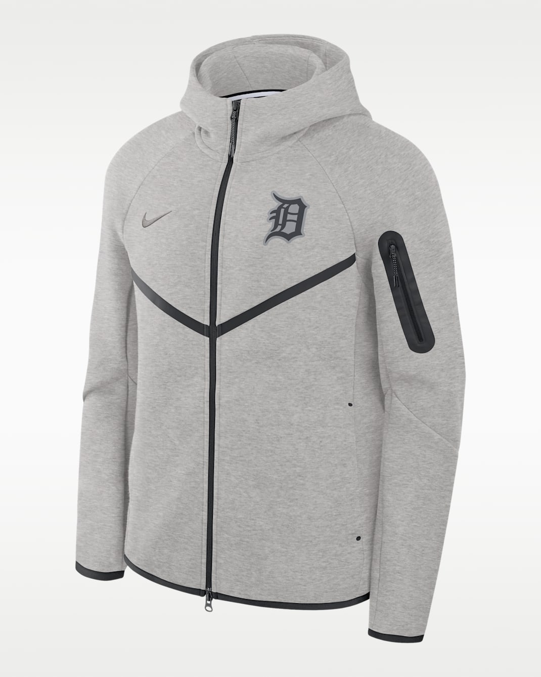 Detroit Tigers Tech Fleece Windrunner Men's Nike MLB Full-Zip Hooded Jacket - Grey