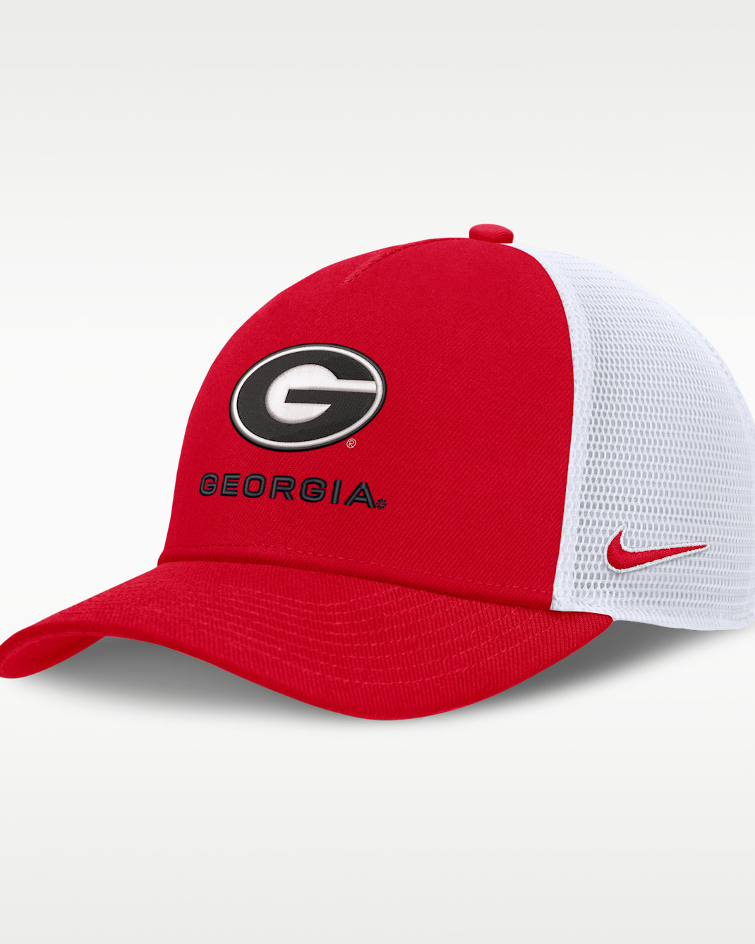Gorra de rejilla universitaria Nike ajustable para hombre Georgia Sideline Rise Gameday - Rojo universitario/Blanco
