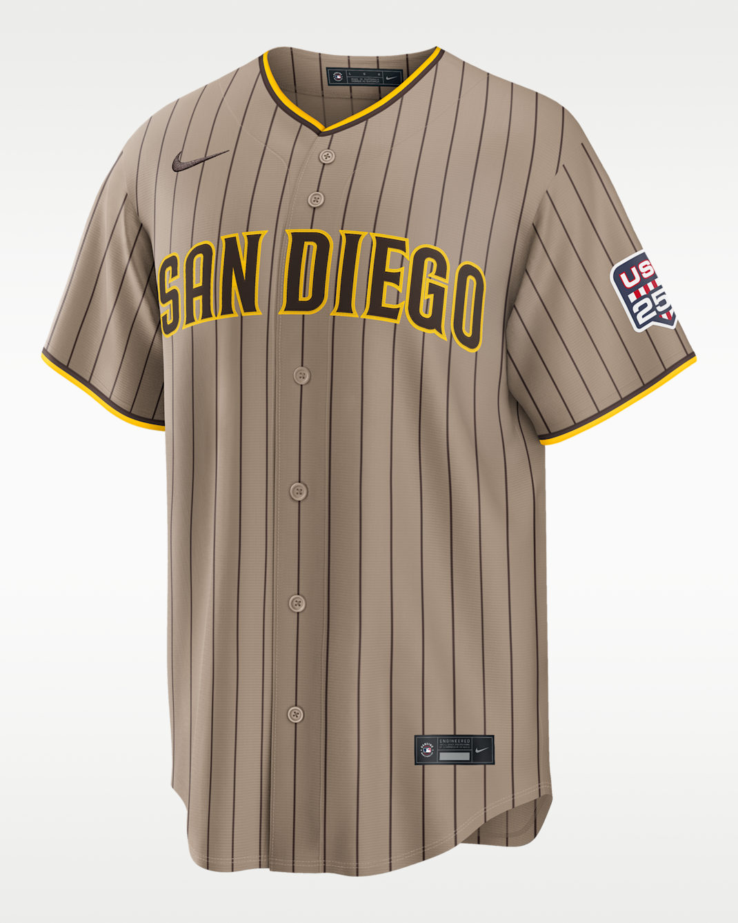 Manny Machado San Diego Padres USA 250 Men's Nike MLB Stadium Jersey - Khaki