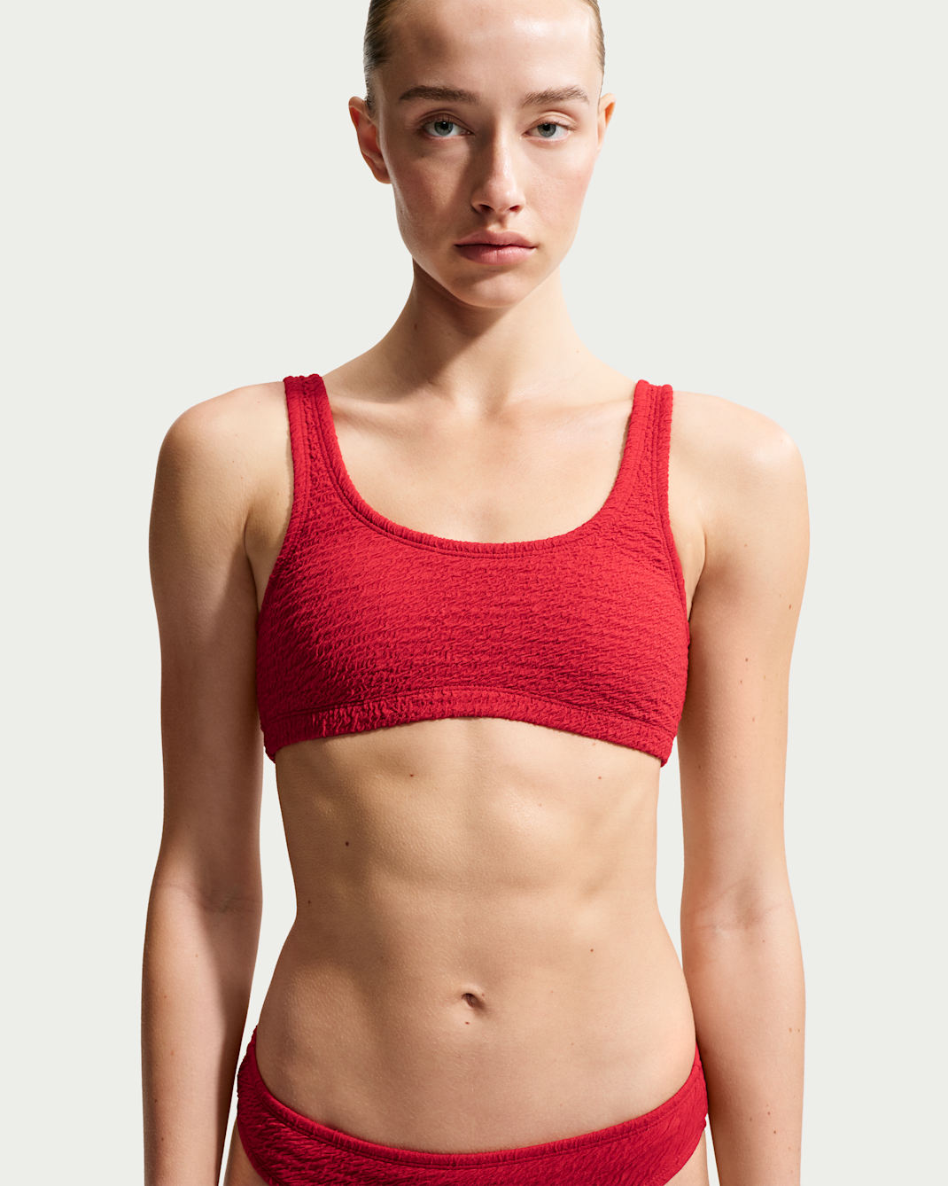 Nike Swim Women's Shoreline Texture Bralette Bikini Top - Gym Red