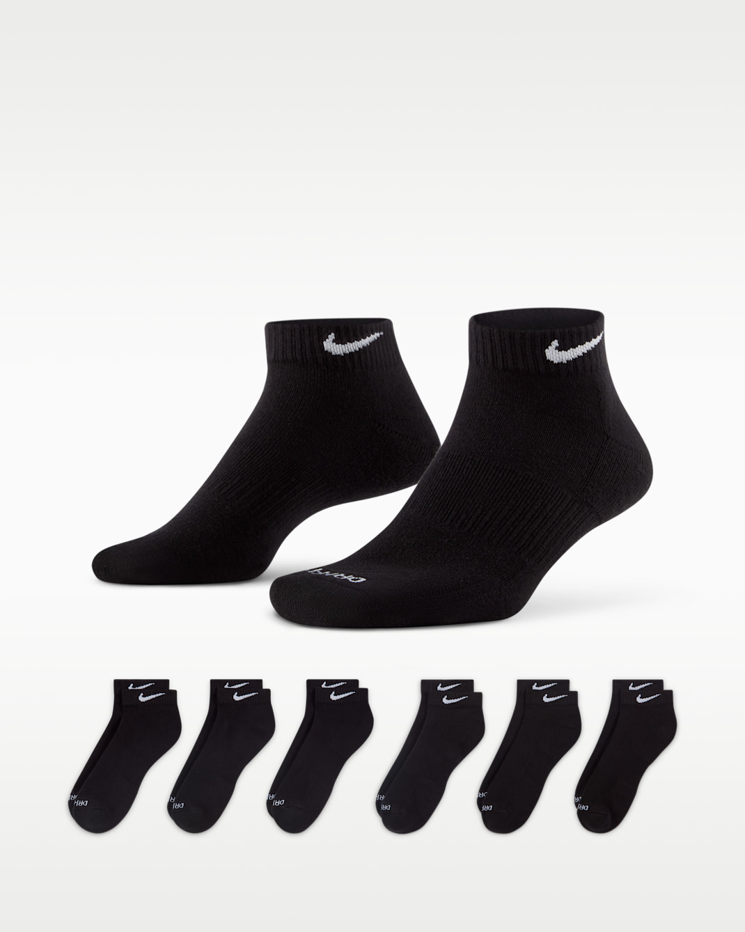 Nike Everyday Plus Cushioned Training Low Socks (6 Pairs) - Black/White