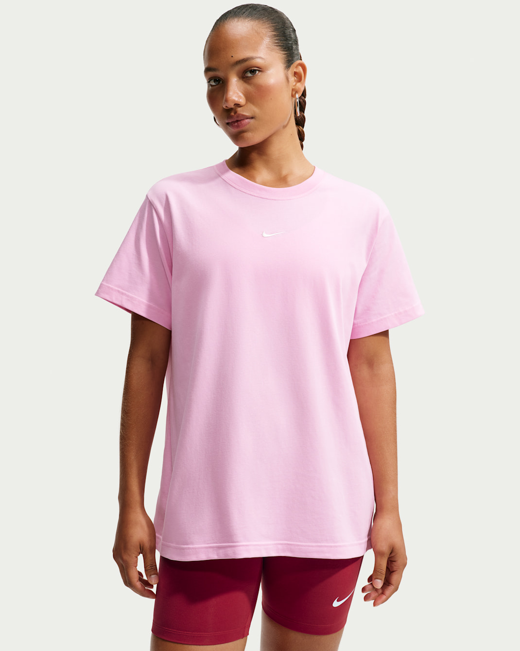 Playera oversized para mujer Nike Sportswear Classic - Rosa amanecer/Vela