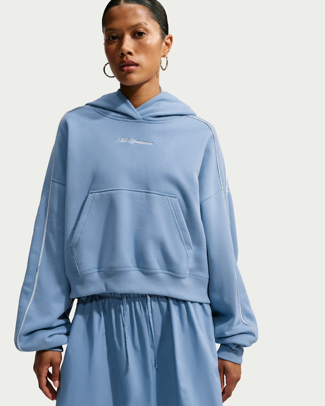 Nike Studio Fleece Medium Weight Women's Cropped Pullover Hoodie - Work Blue/Sail/Work Blue