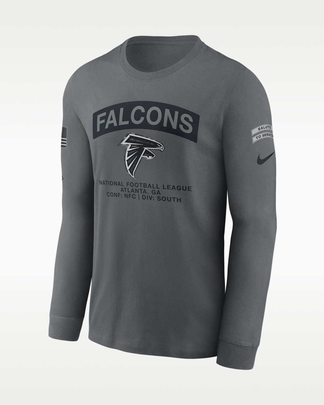 Playera de manga larga Nike de la NFL para hombre Atlanta Falcons Salute to Service - Gris