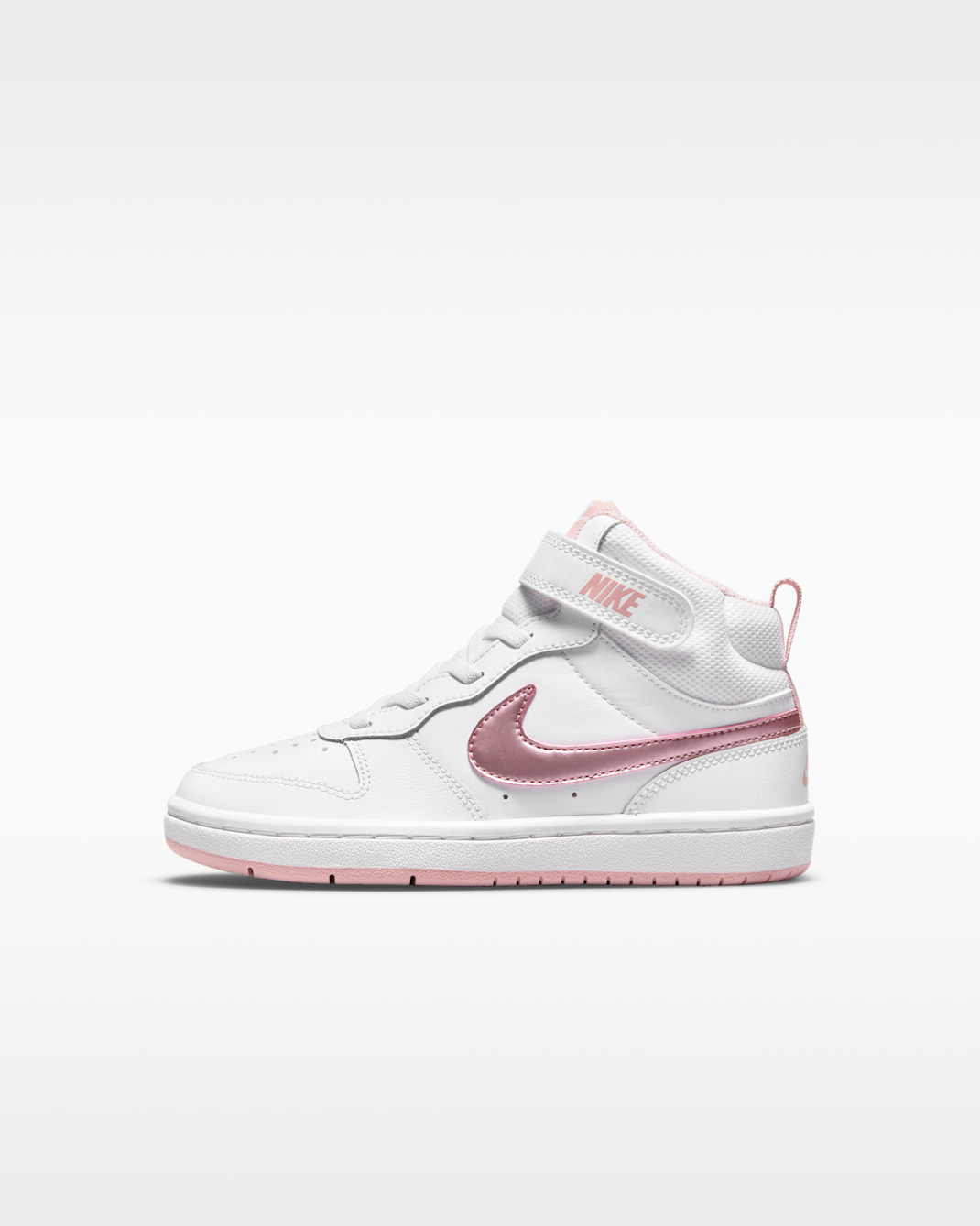 Tenis para niños de preescolar Nike Court Borough Mid 2 - Blanco/Rosa vidrio