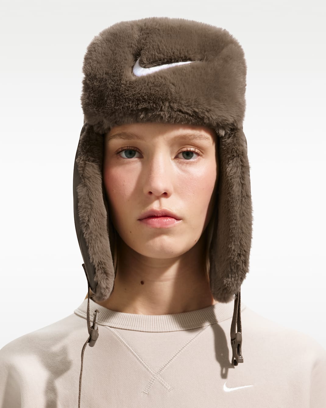 Nike Fly Leather Trapper Cap - Ironstone/Mink Brown/White