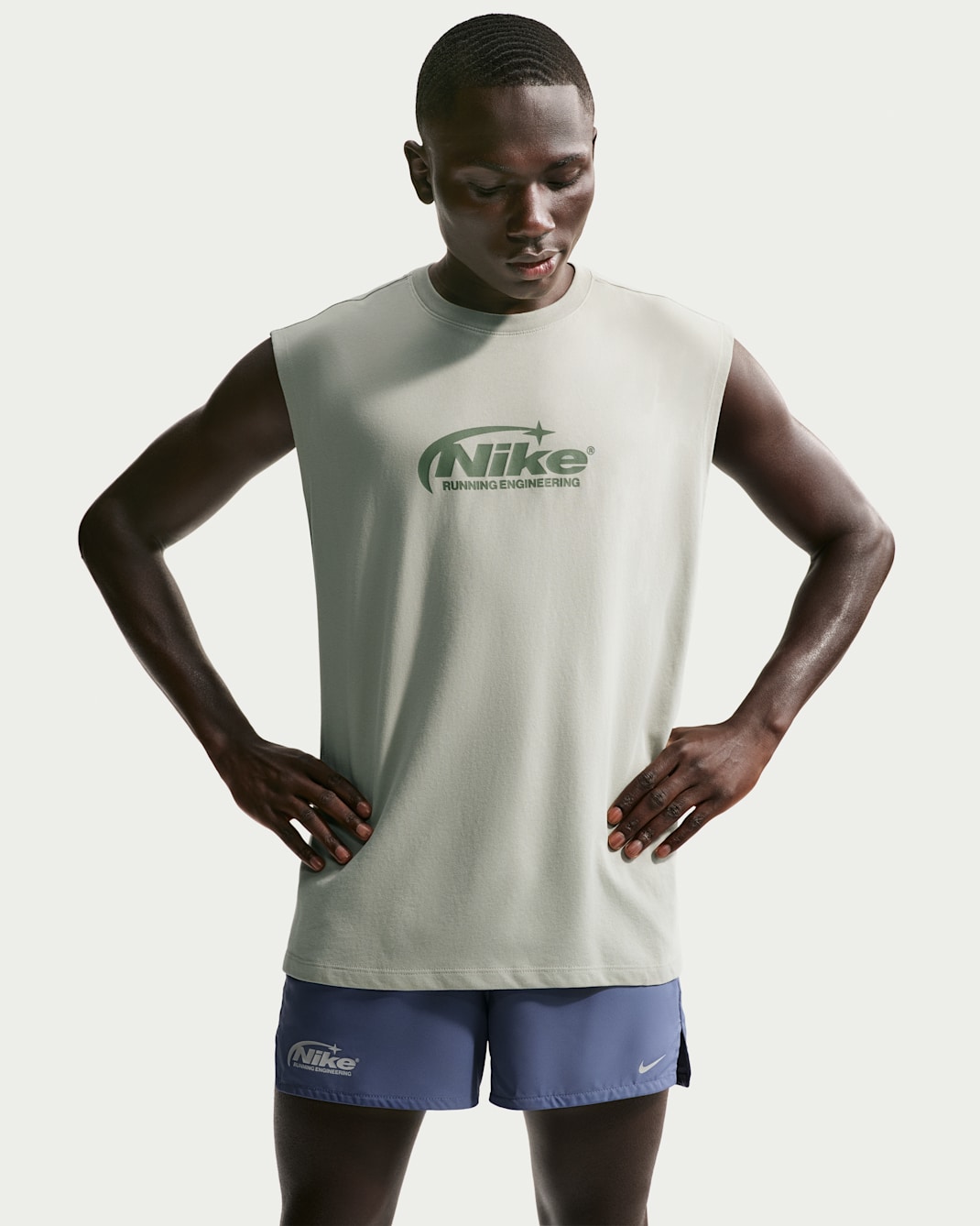 Nike Men's Dri-FIT Sleeveless Running T-Shirt - Spruce Fog/Silver Sage