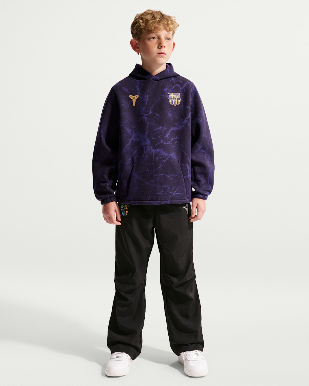 FC Barcelona Away Big Kids' Kobe Soccer Pullover Hoodie
