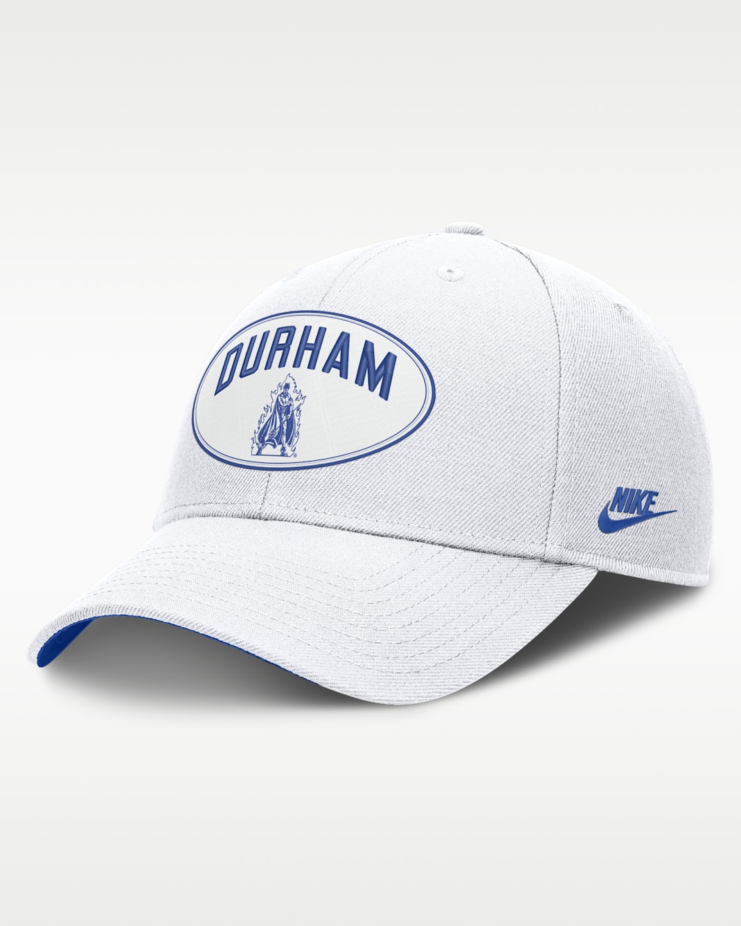 Gorra universitaria Nike Dri-FIT con estructura A-Frame ajustable para hombre Duke Legacy Letter & Location Rise - Blanco