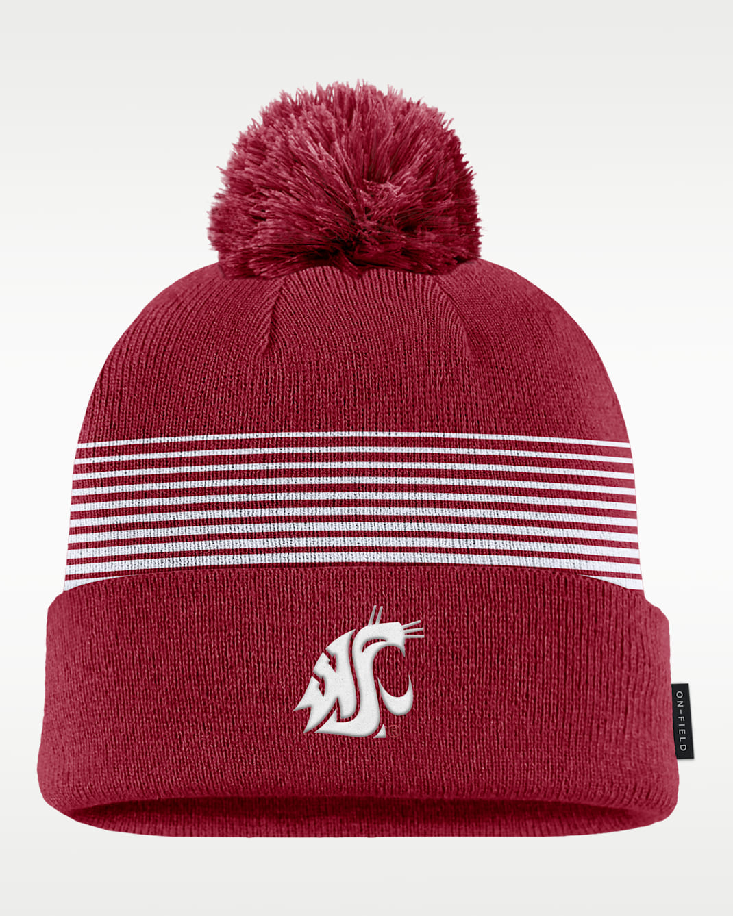 Washington State Sideline Peak Men's Nike College Cuffed Pom Beanie - Team Crimson