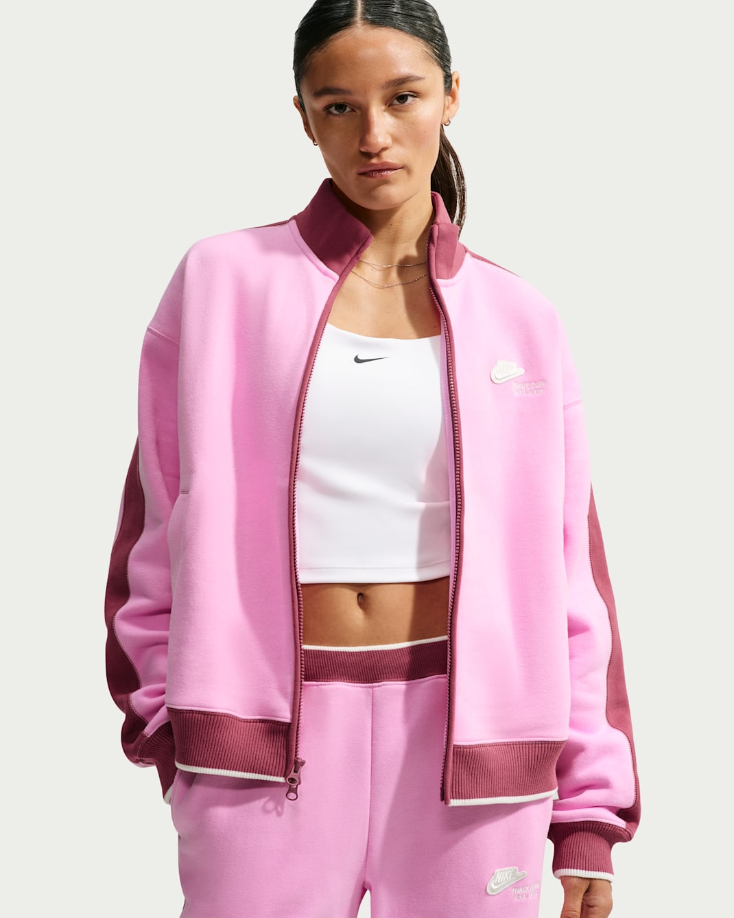 Nike Studio Fleece Medium Weight Women's Track Jacket - Pink Rise/Pink Smoke/Sail
