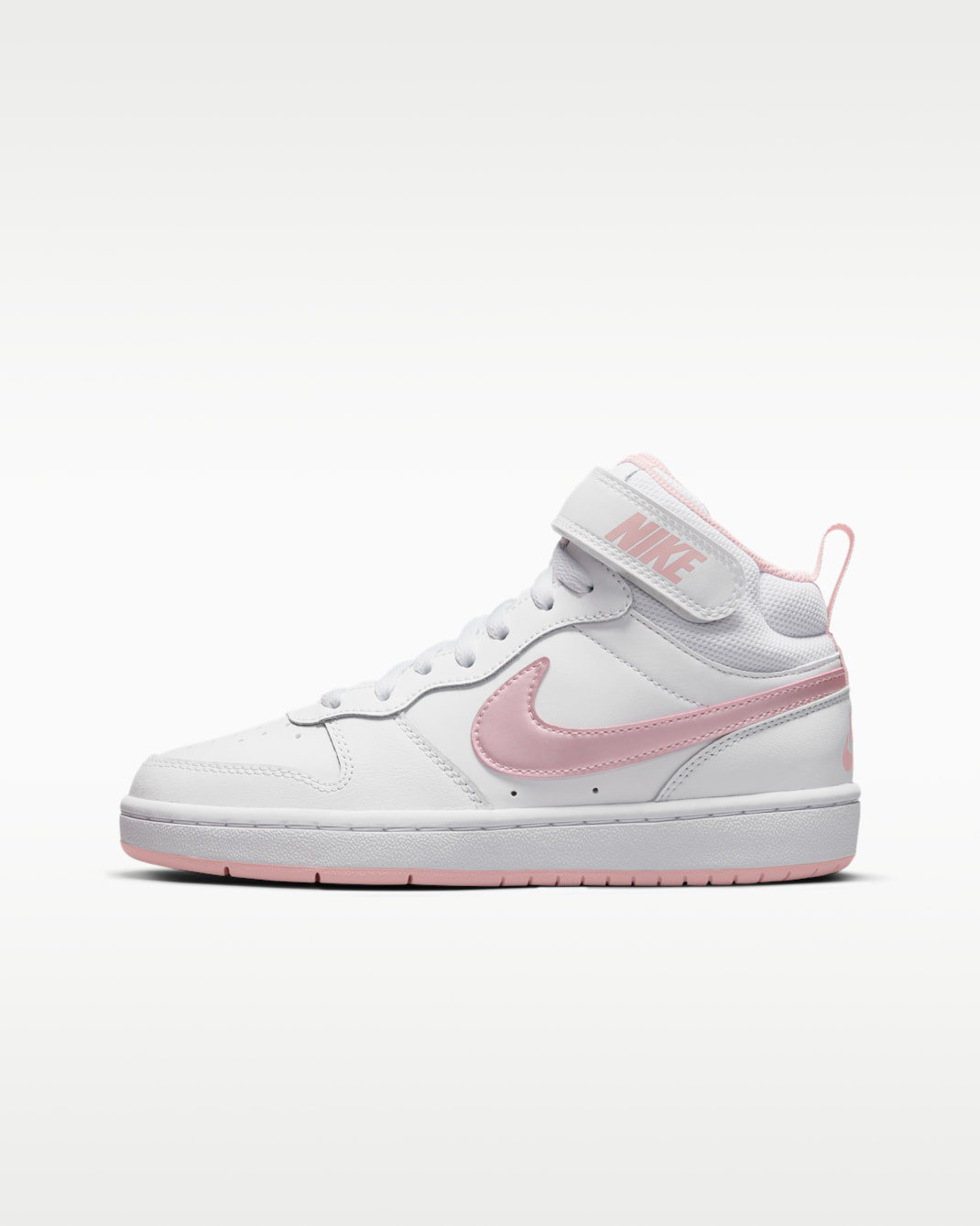 Tenis para niños grandes Nike Court Borough Mid 2 - Blanco/Rosa vidrio