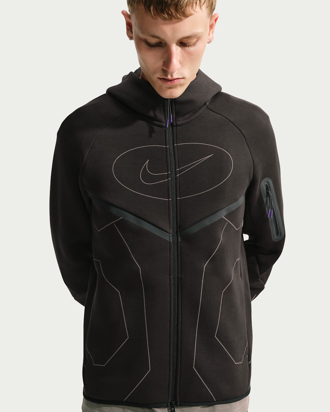 Nike Tech Men's Full-Zip Fleece Windrunner Hoodie - Shadow Brown