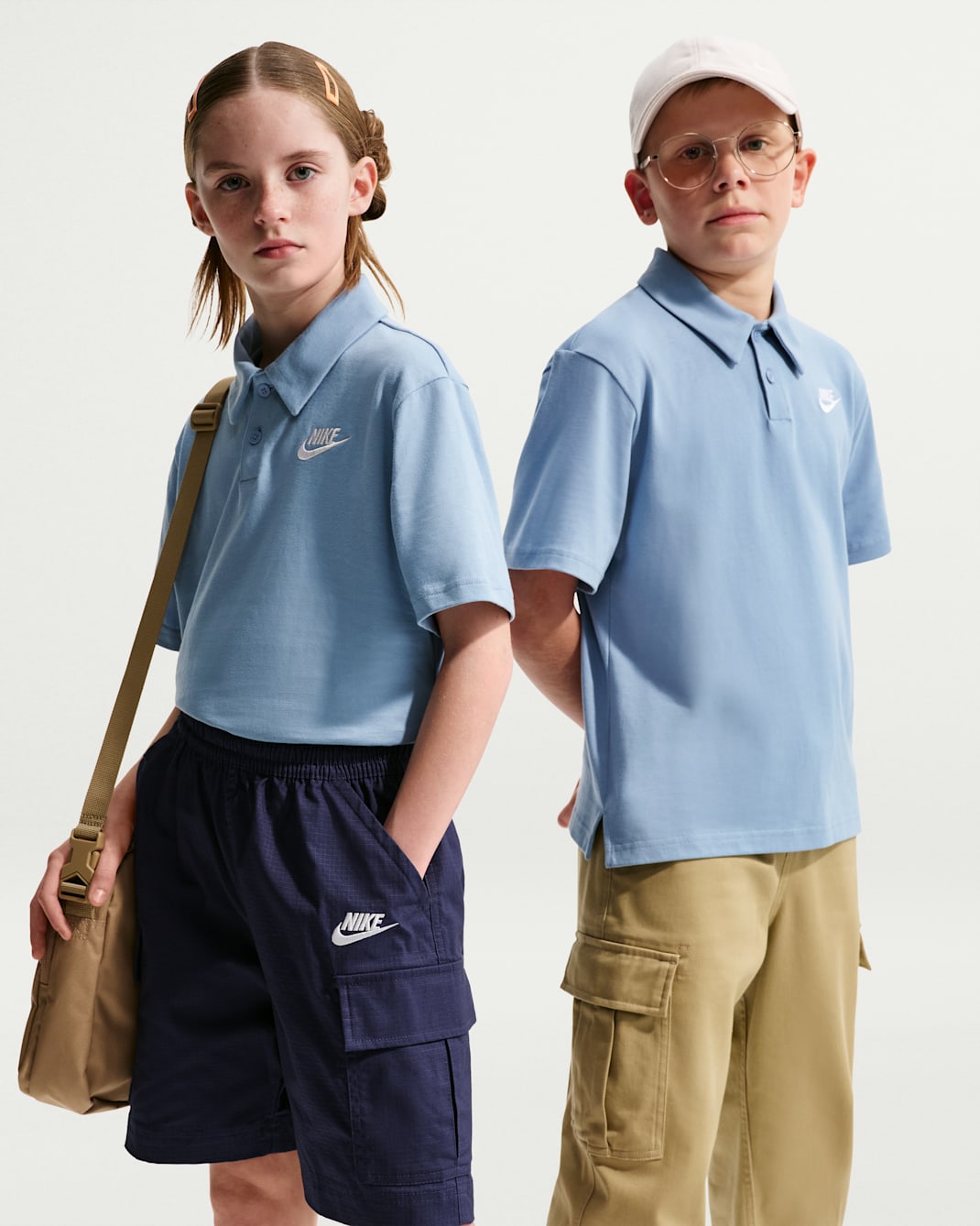 Nike Sportswear Club Big Kids' Knit Short-Sleeve Polo - Work Blue/White