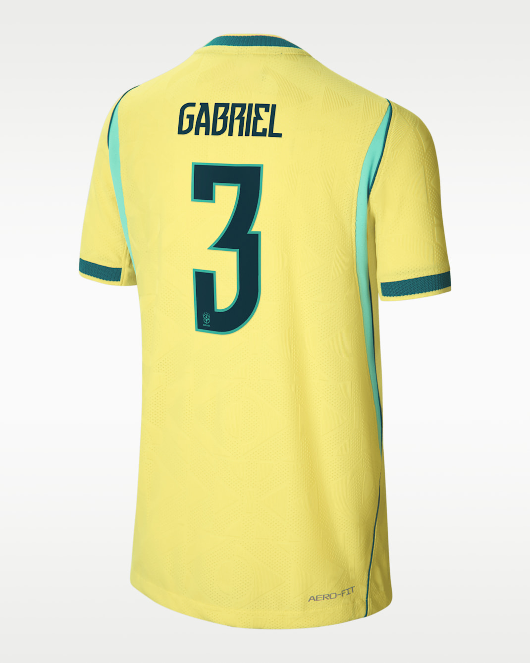 Gabriel Magalhães Brazil National Team 2026 Match Home Big Kids' Nike Dri-FIT ADV Soccer Jersey - Canary/Light Menta/Geode Teal