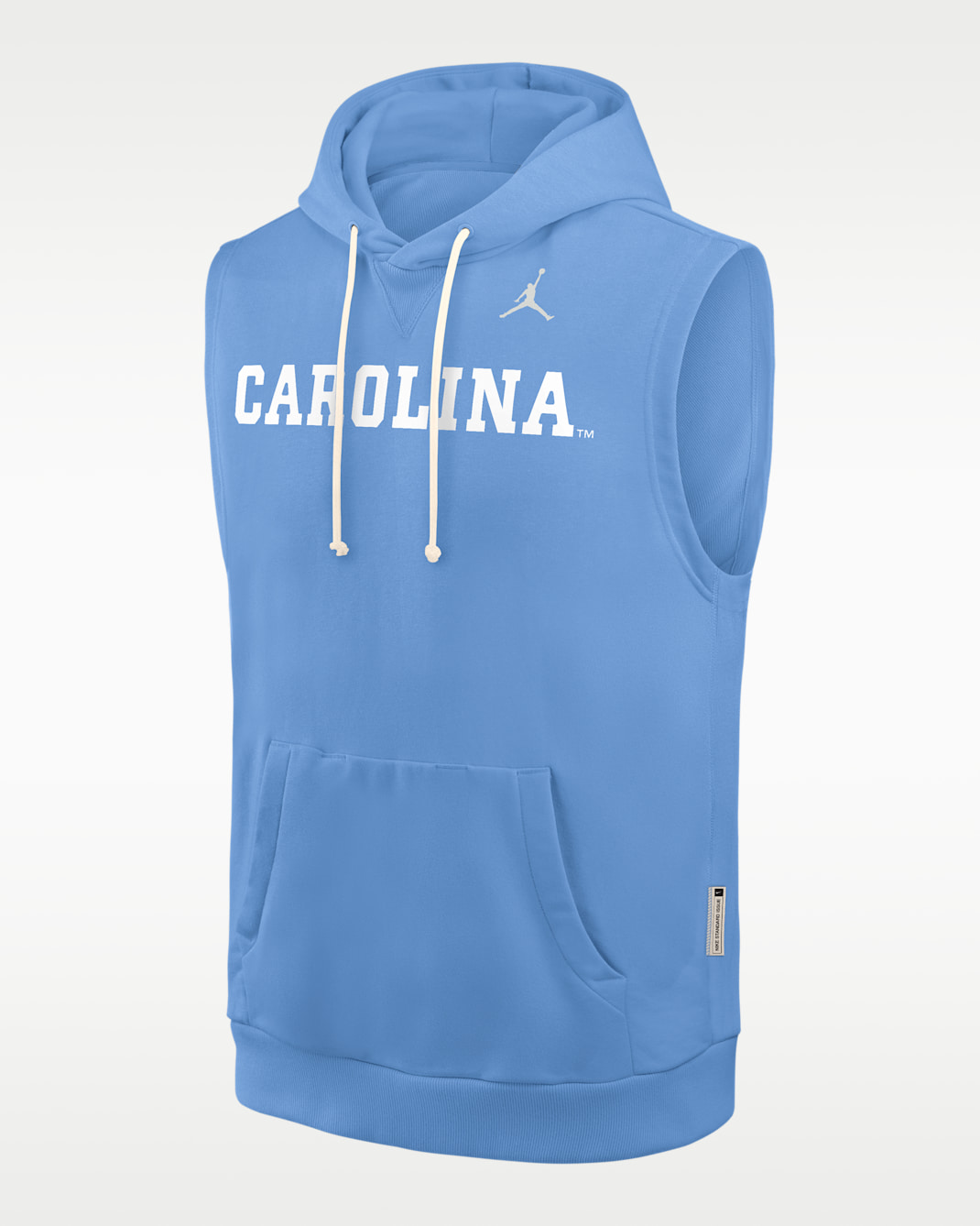 Sudadera universitaria con gorro sin cierre sin mangas marca Jordan Dri-FIT para hombre North Carolina Sideline - Azul claro