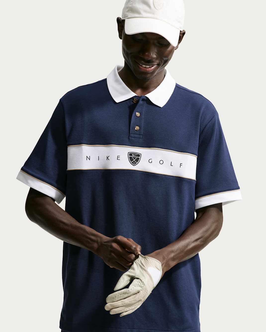 Nike Fairway Fresh Men's Dri-FIT Panel Loose Golf Polo - College Navy/White/Limestone/Black