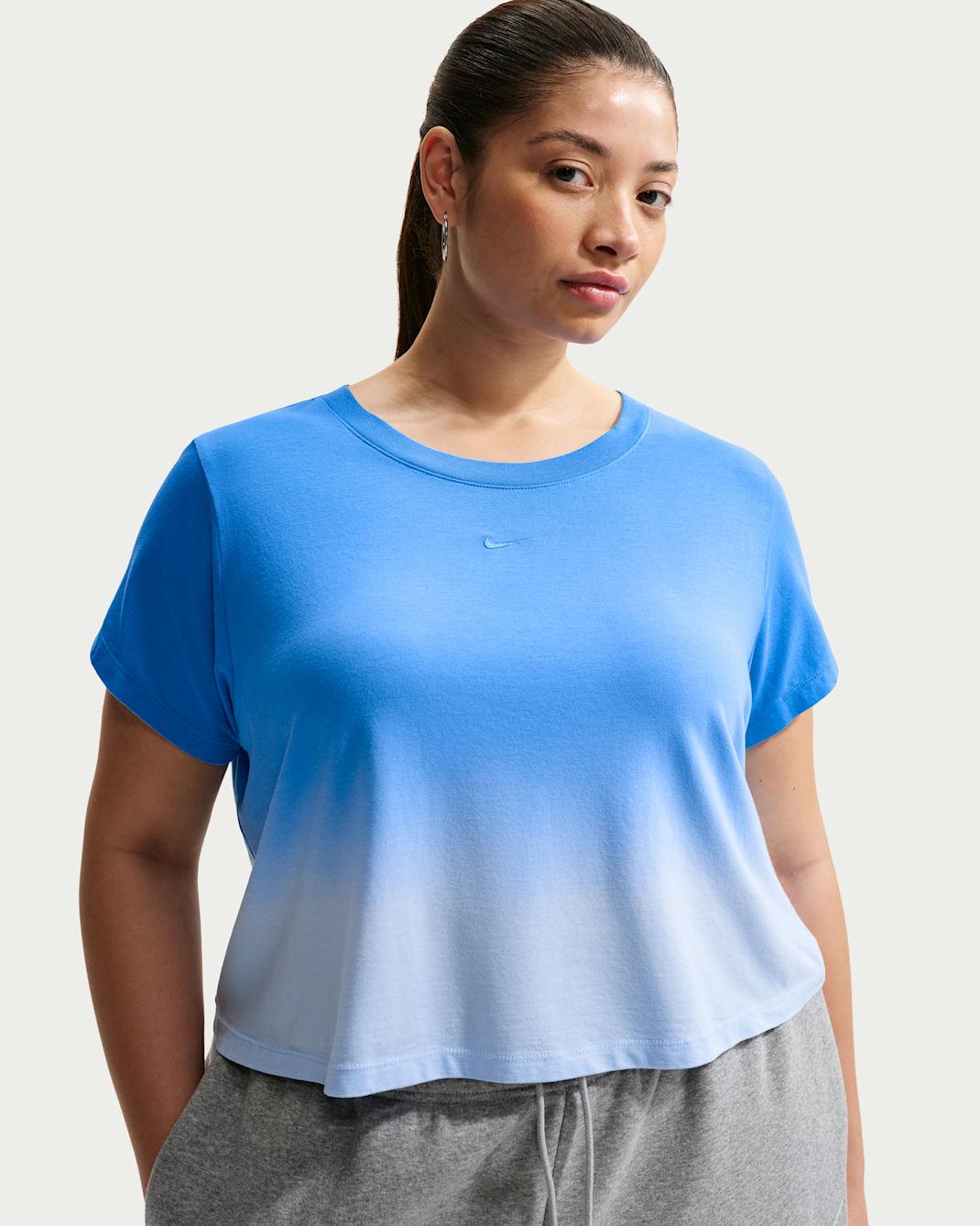 Nike Sportswear Chill Knit Women's Slim Cropped T-Shirt (Plus Size) - Light Photo Blue/Hydrogen Blue
