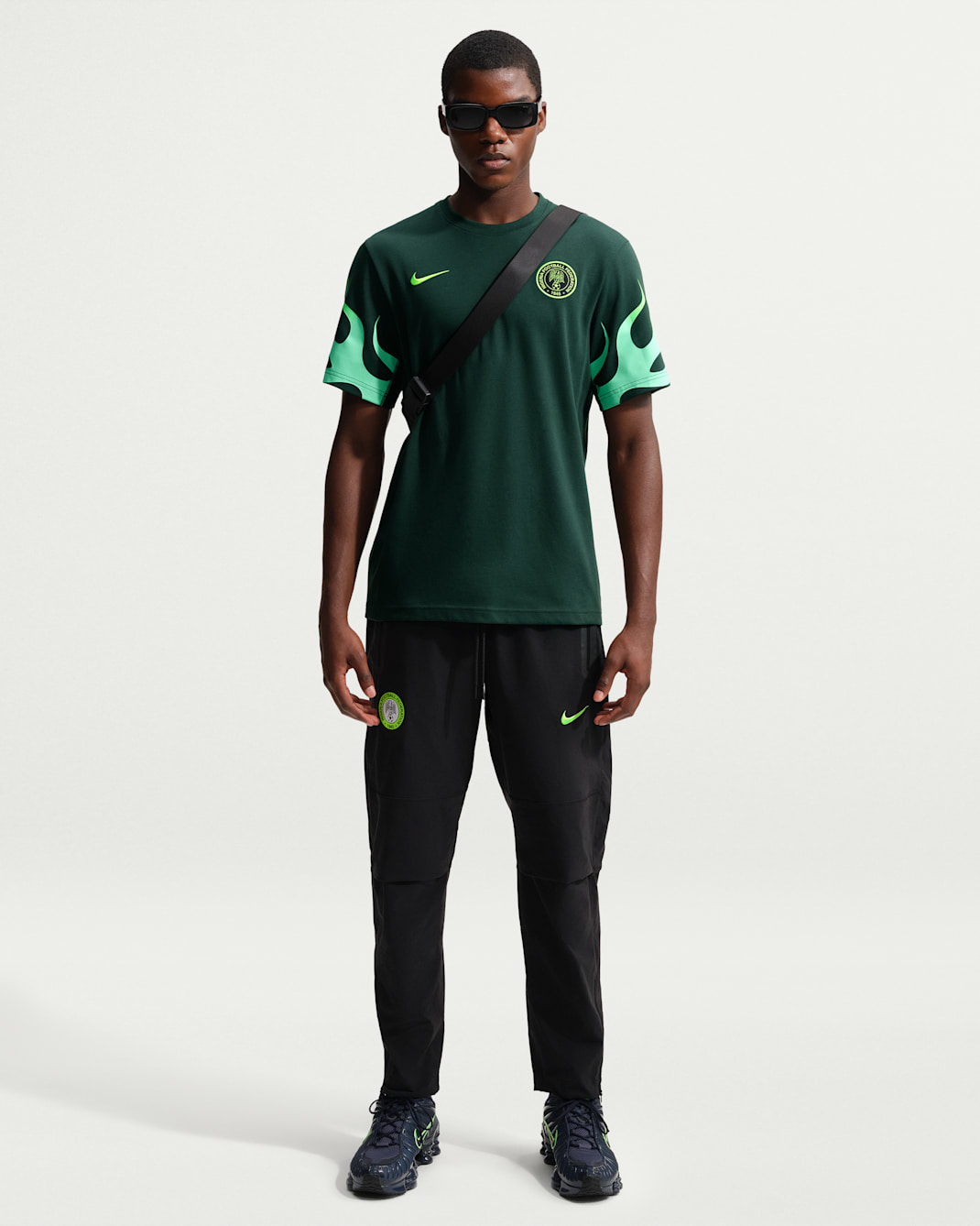 Nigeria Tech Men's Nike Football Woven Pants - Black/Electric Green
