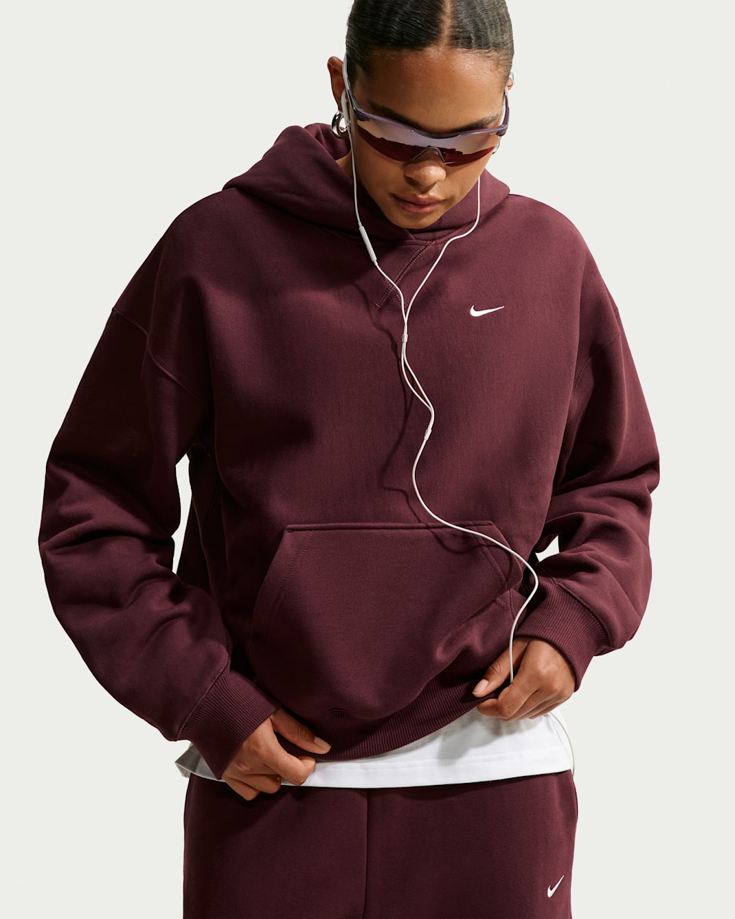 Nike Studio Fleece Heavyweight Women's Oversized Pullover Hoodie - Mystic Dates/Sail