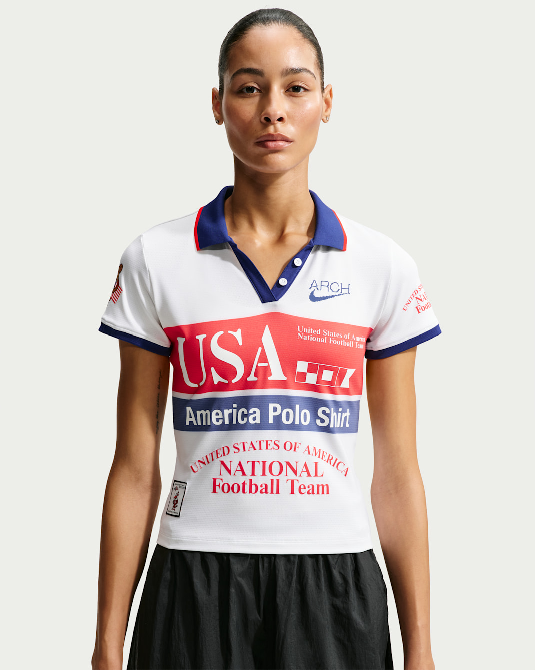 États-Unis x V.A.A. Polo pour femme - Blanc/Challenge Red/Deep Royal Blue/Deep Royal Blue