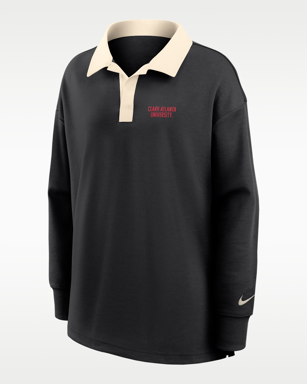 Nike College (Clark Atlanta University) Women's Oversized Long-Sleeve Polo - Black/Natural
