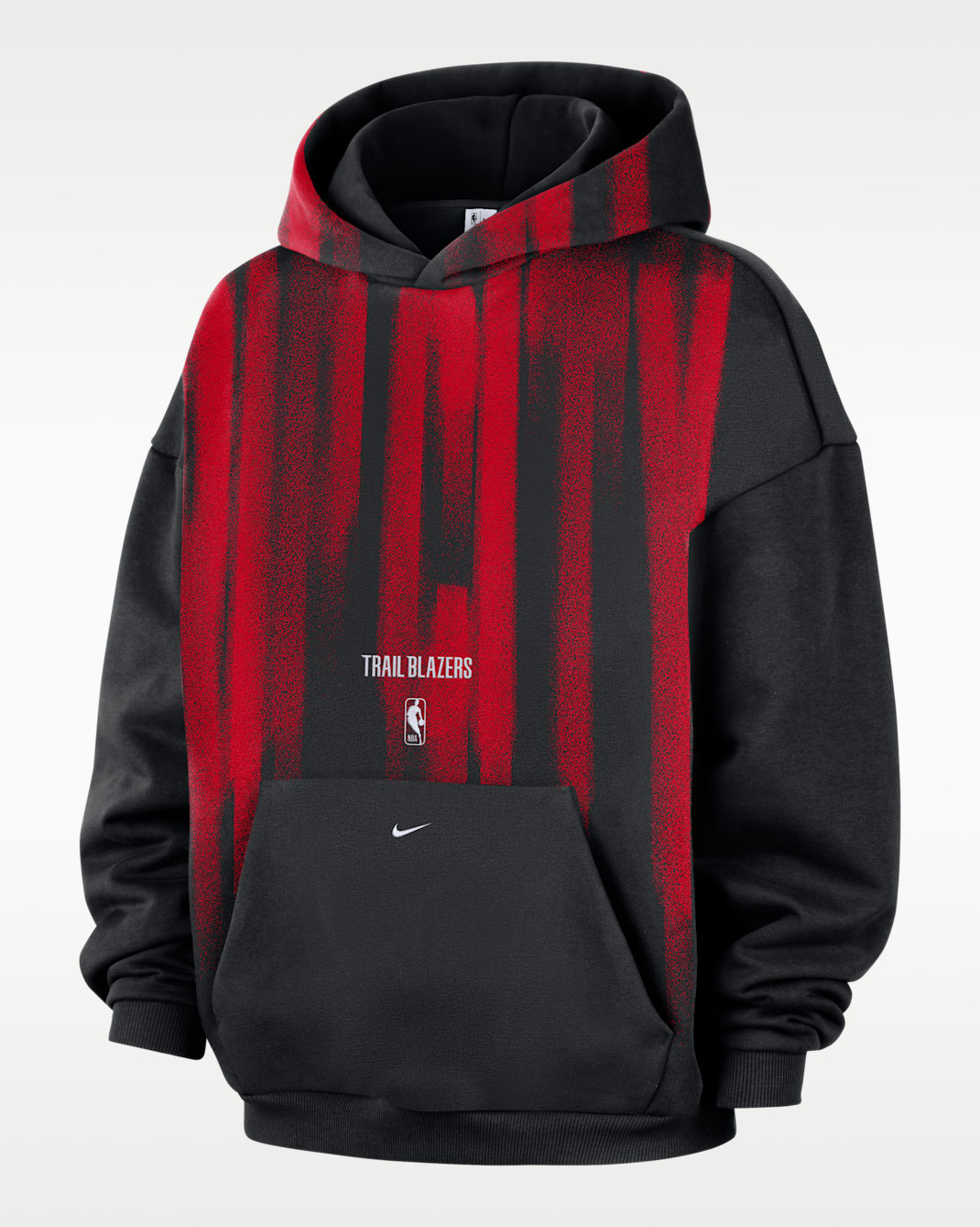 Portland Trail Blazers Standard Issue Men's Therma-FIT Fleece Basketball Hoodie - Black/White