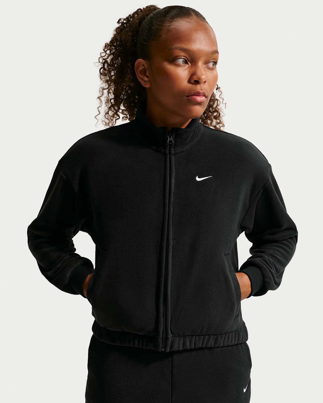 Top de manga larga de tejido Fleece para niña talla grande Nike Sportswear - Negro/Blanco