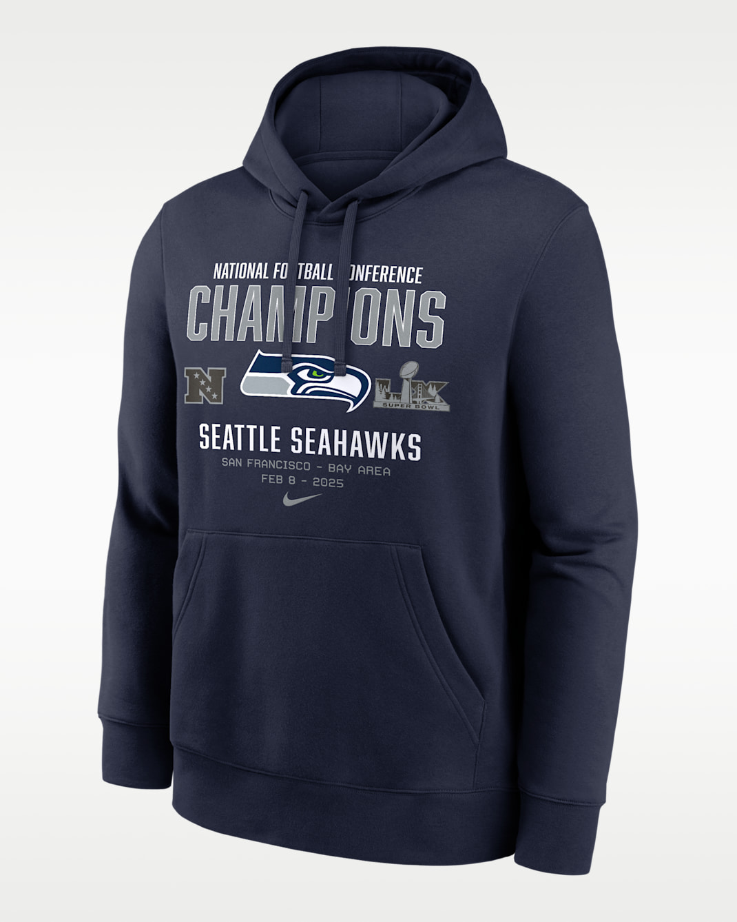 Seattle Seahawks 2026 NFC Champions Team Nation Men's Nike NFL Pullover Hoodie - Navy