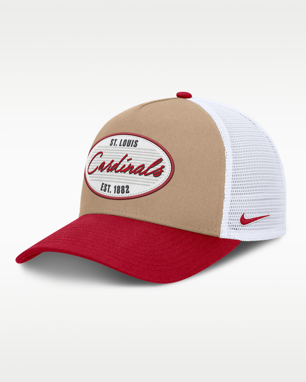 St. Louis Cardinals Rise Men's Nike MLB A-Frame Trucker Adjustable Hat - Khaki/Red/White/Red