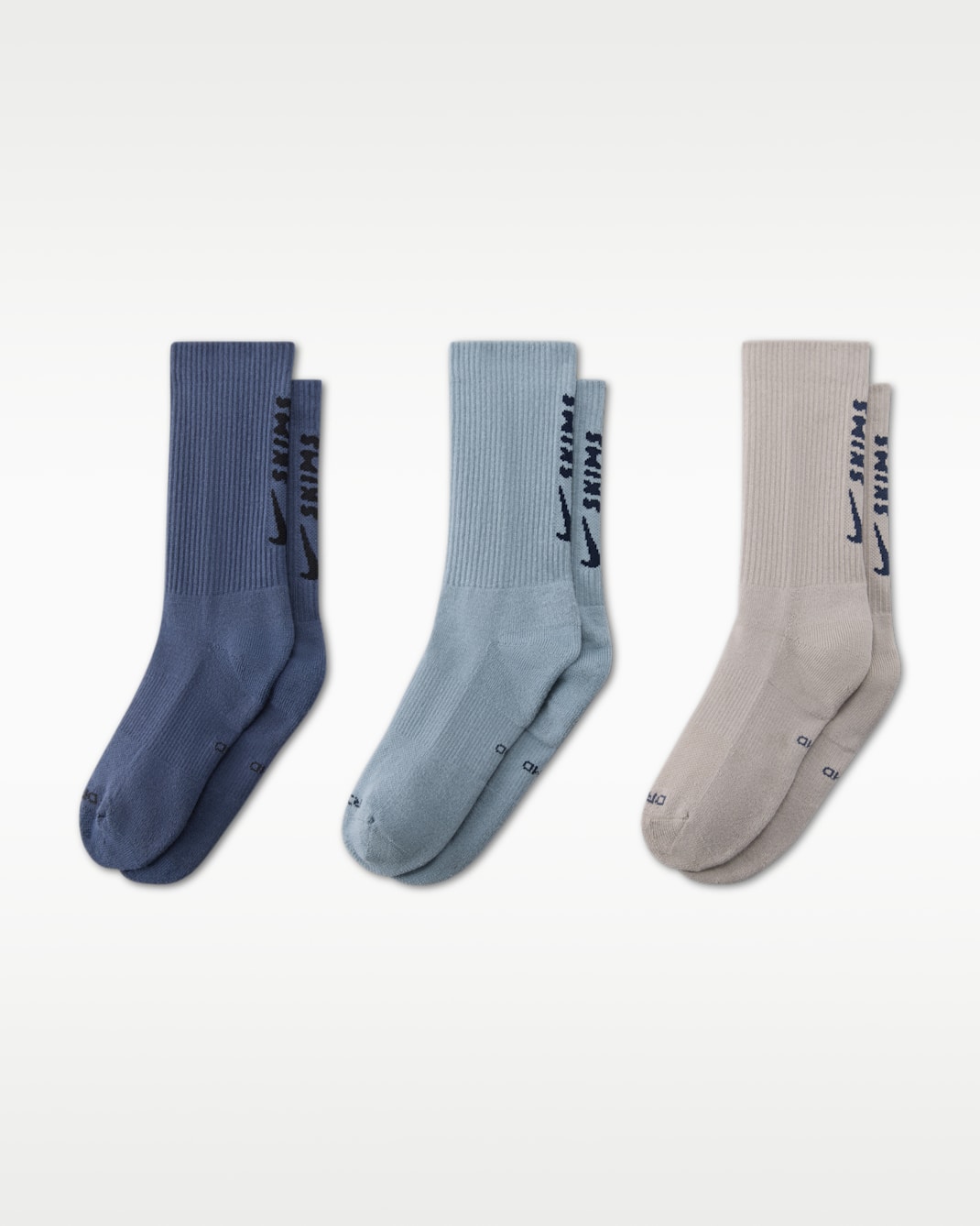 NikeSKIMS Women's Dri-FIT Crew Socks (3 Pairs) - Multi-Color/NSKM STONE