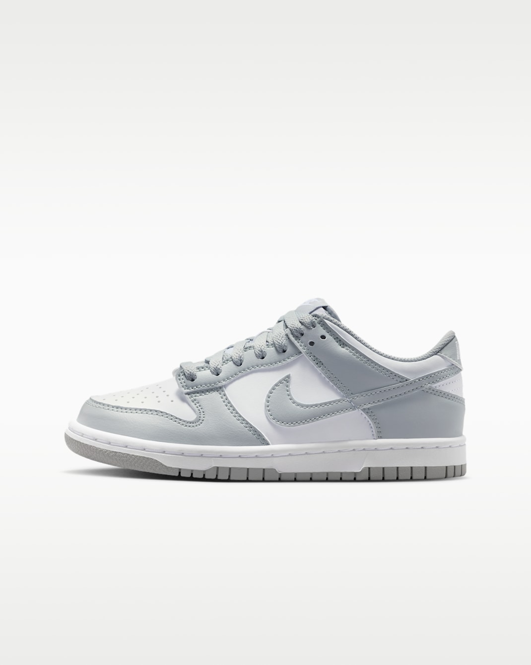 Nike Dunk Low Older Kids' Shoes - White/White/Light Smoke Grey