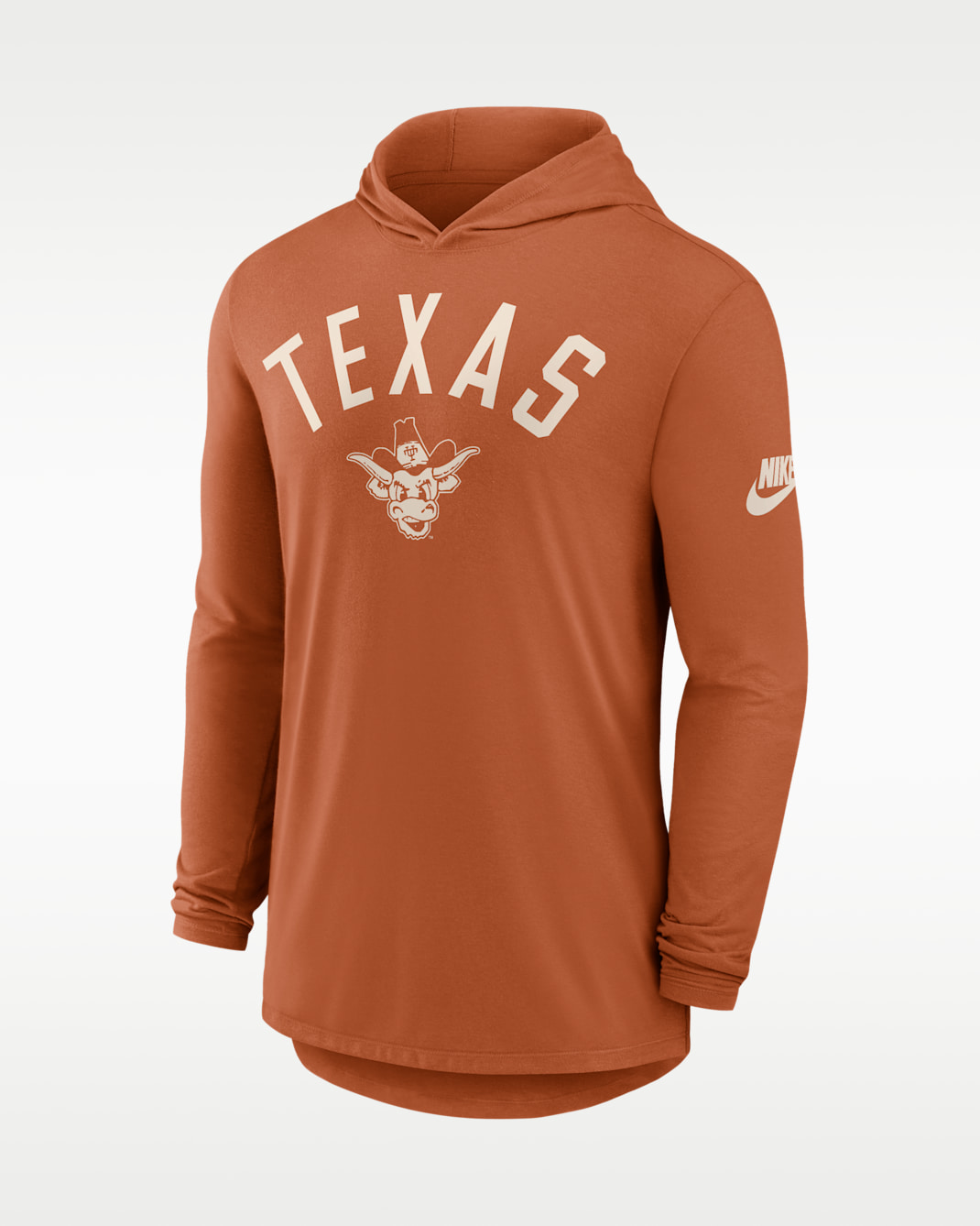 Texas Legacy Arch Men's Nike Dri-FIT College Long-Sleeve Hooded T-Shirt - Burnt Orange