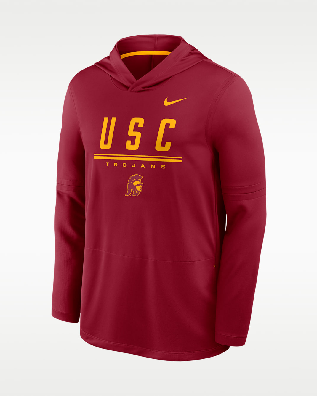 Playera de manga larga universitaria Nike Dri-FIT con gorro para hombre USC Sideline - Carmesí team/Oro universitario