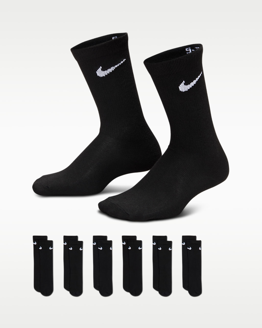 Nike Little Kids Crew Socks (6 Pairs) - Black