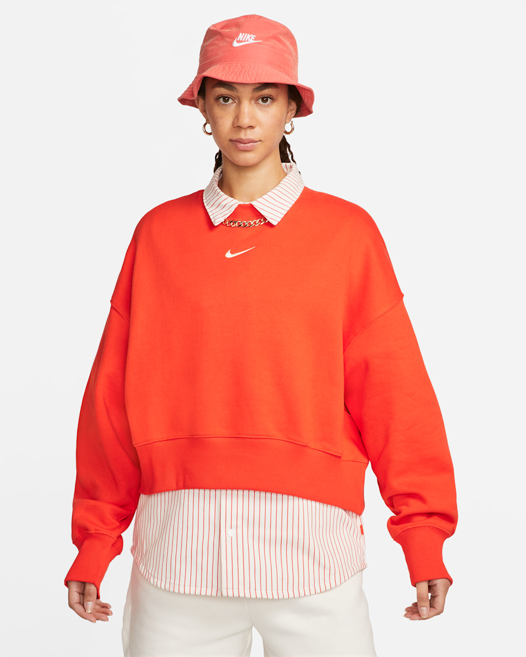 Sudadera sin cierre de cuello redondo extra oversized para mujer Nike Sportswear Phoenix Fleece - Rojo picante/Vela