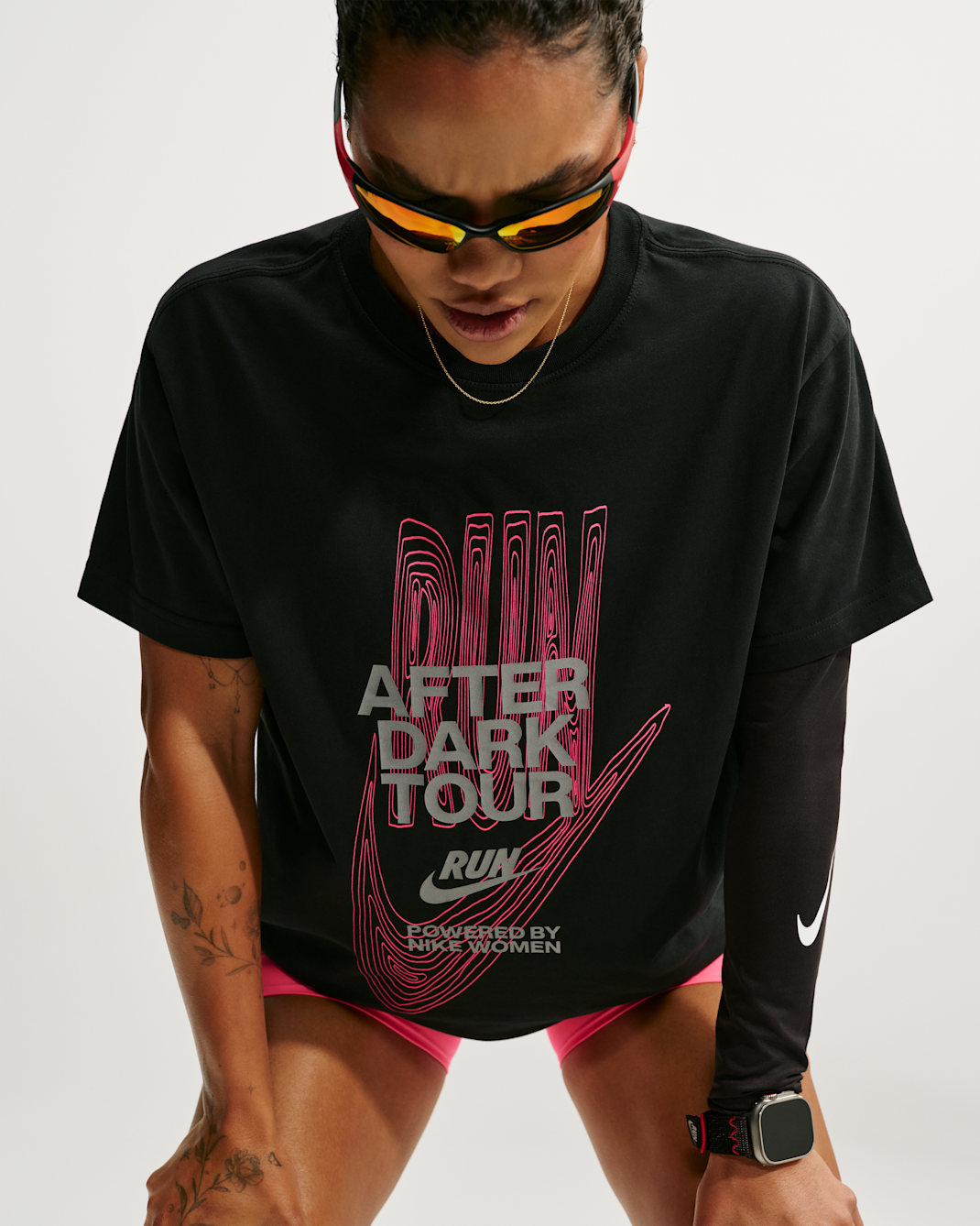 Nike After Dark Tour Women's Dri-FIT Short-Sleeve Running T-Shirt - Black