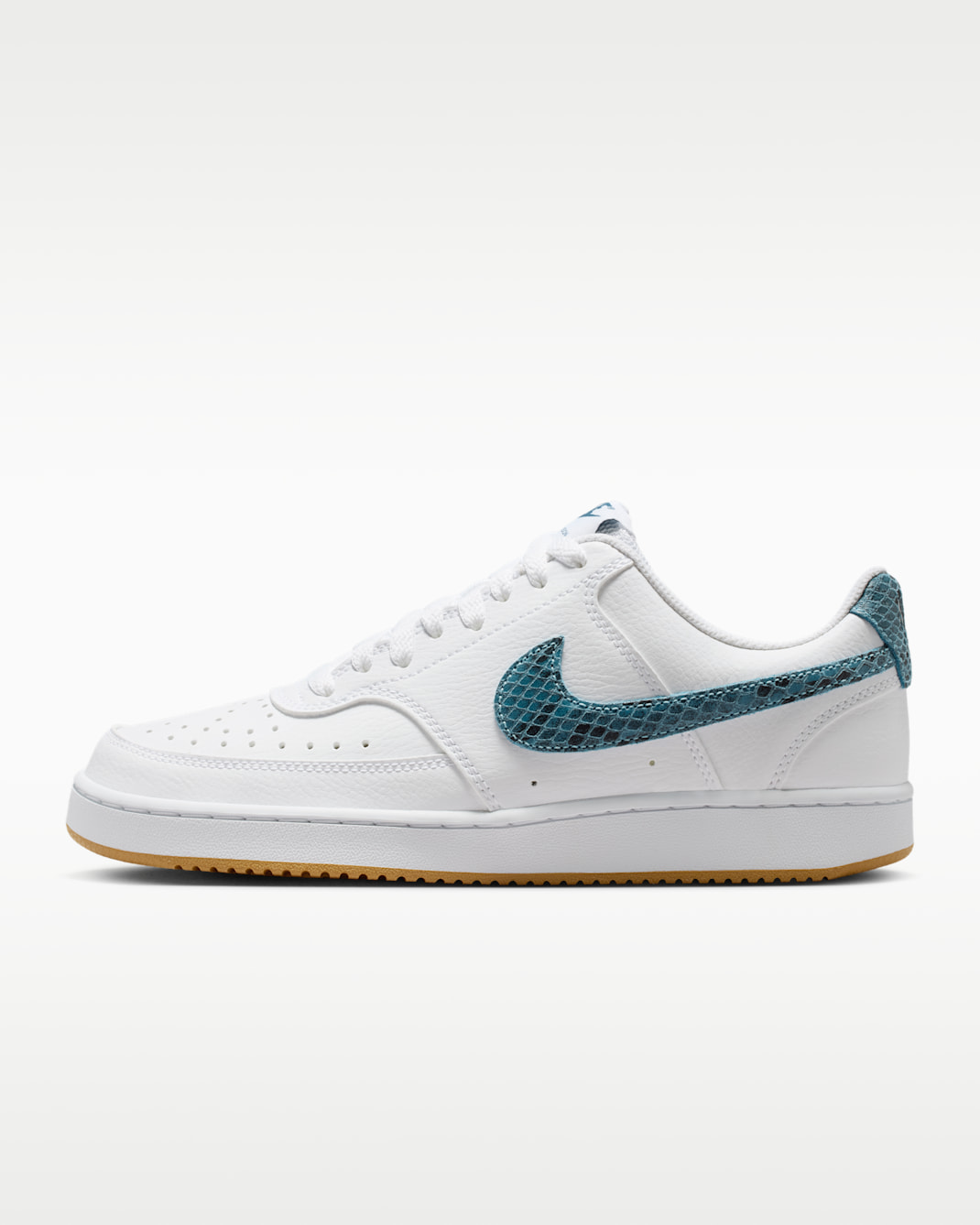 Tenis para mujer Nike Court Vision Low Premium - Blanco/Marrón medio goma/Azul marino místico/Azul fútbol
